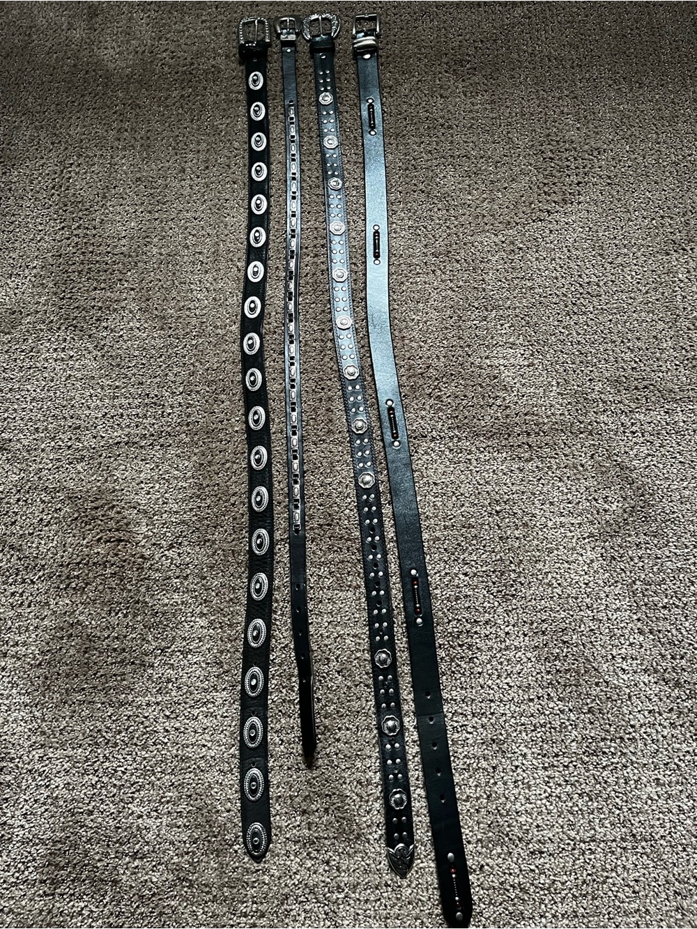 Studded Black Women's Fashion Belts - Multi-Pack